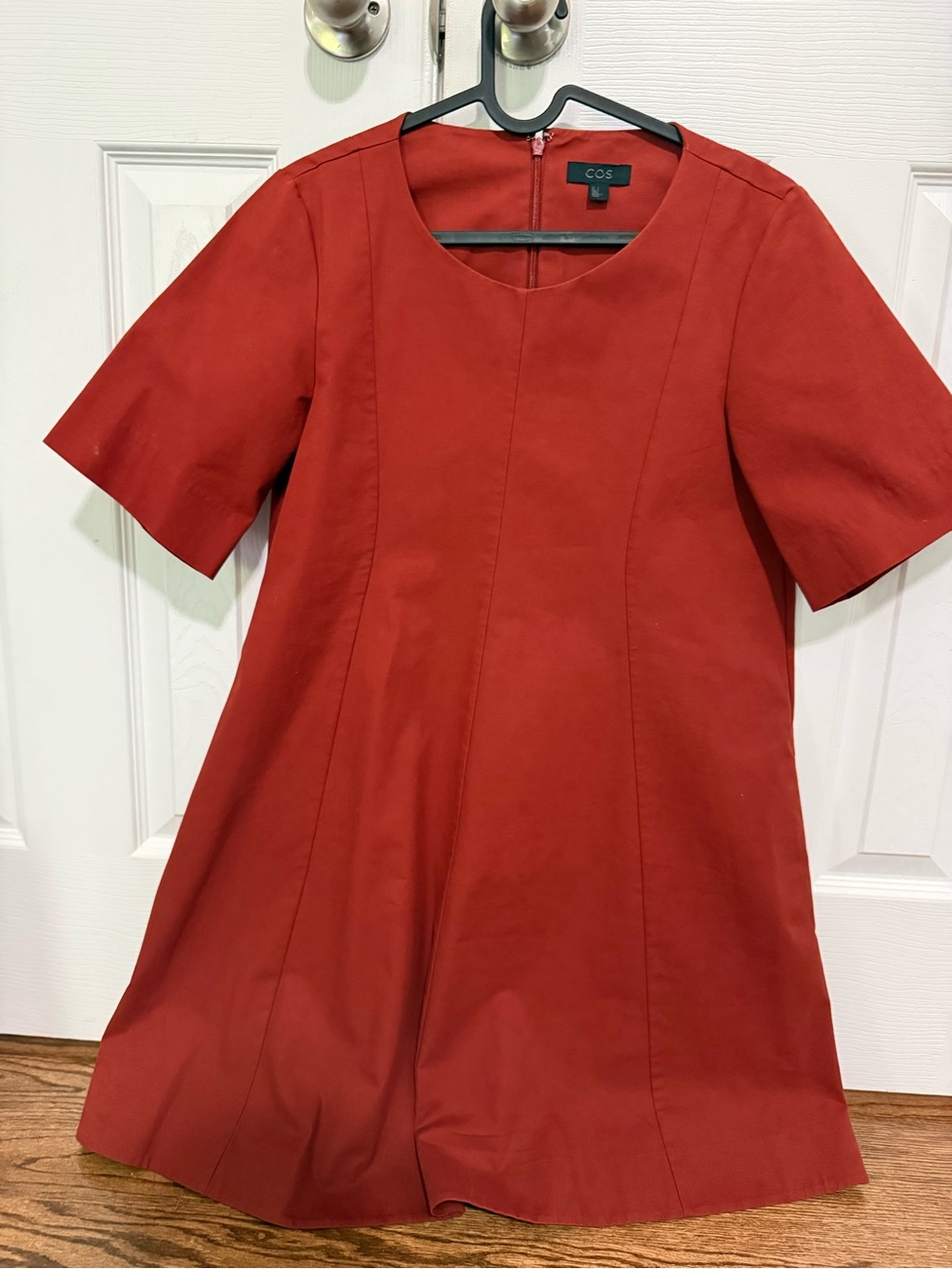 COS Rust-Red/Orange(brick red) Short Sleeve A-Line Dress